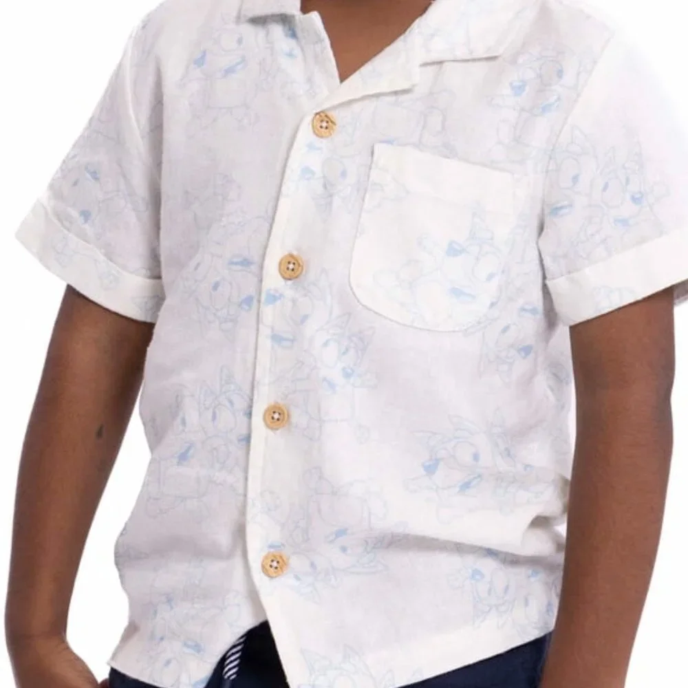 BLUEY BINGO TODDLER BOYS Outfit Button Up Shirt Shorts Set SIZE 2T NEW